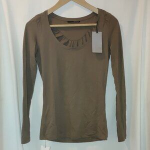 Armand Basi Long Sleeve Scoop Neck Brown Mole‎ xS Cotton Tee New Spain Barcelona